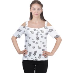 Flower Grey Jpeg Women s Cutout Shoulder Tee