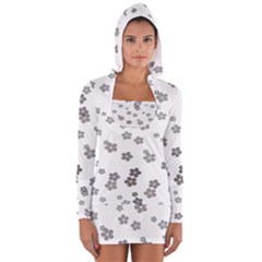 Flower Grey Jpeg Women s Long Sleeve Hooded T-shirt