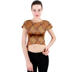 Vector Square Texture Pattern Crew Neck Crop Top by Amaryn4rt