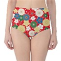 Season Flower Rose Sunflower Red Green Blue High-Waist Bikini Bottoms View1