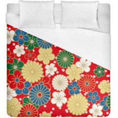 Season Flower Rose Sunflower Red Green Blue Duvet Cover (king Size)