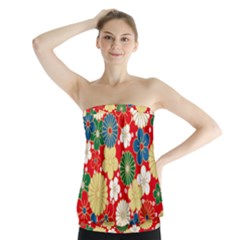 Season Flower Rose Sunflower Red Green Blue Strapless Top