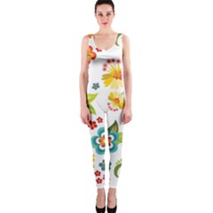 Flower Floral Rose Sunflower Leaf Color Onepiece Catsuit