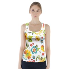 Flower Floral Rose Sunflower Leaf Color Racer Back Sports Top by Alisyart