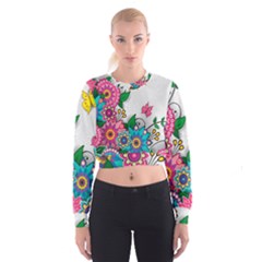 Flowers Pattern Vector Art Women s Cropped Sweatshirt by Amaryn4rt