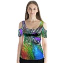 3d Peacock Pattern Butterfly Sleeve Cutout Tee  View1