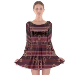 Ulos Suji Traditional Art Pattern Long Sleeve Skater Dress by Amaryn4rt