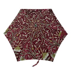 Crewel Fabric Tree Of Life Maroon Mini Folding Umbrellas by Amaryn4rt