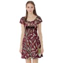 Crewel Fabric Tree Of Life Maroon Short Sleeve Skater Dress View1