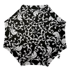 Vector Classical Traditional Black And White Floral Patterns Hook Handle Umbrellas (small)