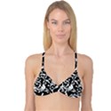 Vector Classical trAditional Black And White Floral Patterns Reversible Tri Bikini Top View3
