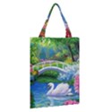 Swan Bird Spring Flowers Trees Lake Pond Landscape Original Aceo Painting Art Classic Tote Bag View2