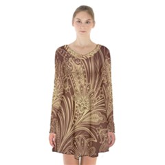 Beautiful Patterns Vector Long Sleeve Velvet V-neck Dress by Amaryn4rt