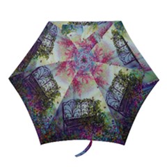 Bench In Spring Forest Mini Folding Umbrellas by Amaryn4rt