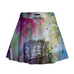 Bench In Spring Forest Mini Flare Skirt