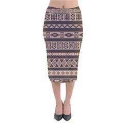 Ethnic Pattern Vector Velvet Midi Pencil Skirt