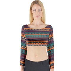 Ethnic Style Tribal Patterns Graphics Vector Long Sleeve Crop Top