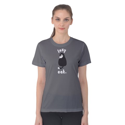 Grey Lazy Cat  Women s Cotton Tee by FunnySaying