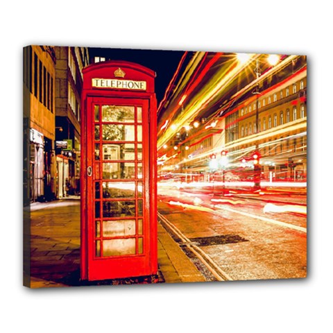 Telephone Box London Night Canvas 20  x 16 