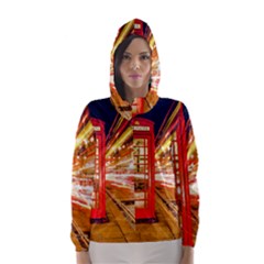 Telephone Box London Night Hooded Wind Breaker (Women)