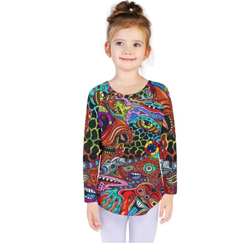 Vector Art Pattern Kids  Long Sleeve Tee by Amaryn4rt