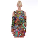 Vector Art Pattern Velvet Long Sleeve Shoulder Cutout Dress View2