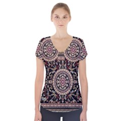 Vectorized Traditional Rug Style Of Traditional Patterns Short Sleeve Front Detail Top