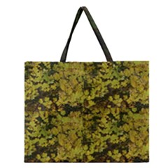 Bright Green Leaves Zipper Large Tote Bag by SusanFranzblau