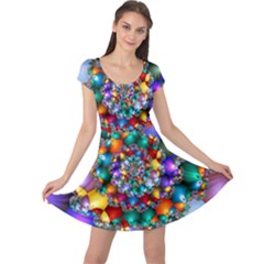 Rainbow Spiral Beads Cap Sleeve Dresses