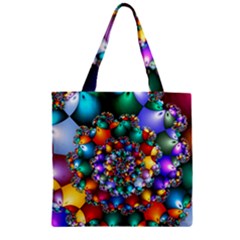 Rainbow Spiral Beads Zipper Grocery Tote Bag by WolfepawFractals