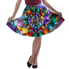 Rainbow Spiral Beads A-line Skater Skirt by WolfepawFractals