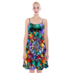 Rainbow Spiral Beads Spaghetti Strap Velvet Dress