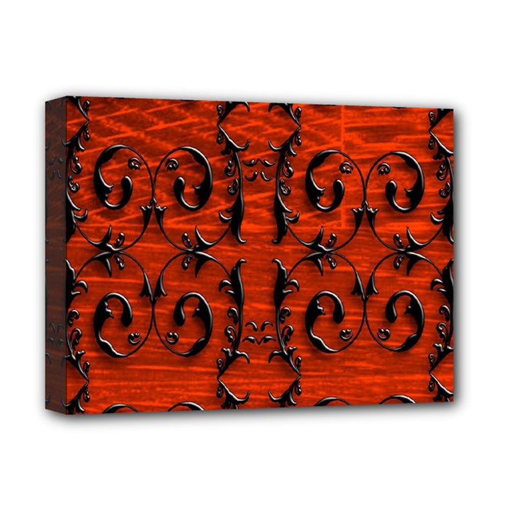 3d Metal Pattern On Wood Deluxe Canvas 16  x 12  