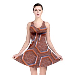 3d Abstract Patterns Hexagons Honeycomb Reversible Skater Dress