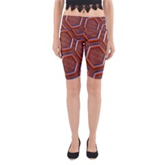 3d Abstract Patterns Hexagons Honeycomb Yoga Cropped Leggings by Amaryn4rt