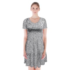 Abstract Flowing And Moving Liquid Metal Short Sleeve V-neck Flare Dress by Amaryn4rt