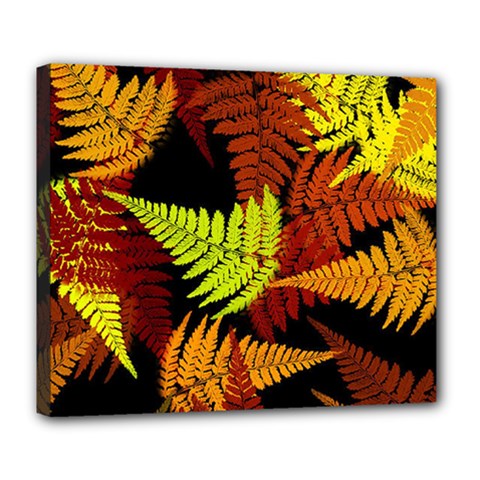 3d Red Abstract Fern Leaf Pattern Deluxe Canvas 24  X 20   by Amaryn4rt