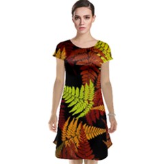 3d Red Abstract Fern Leaf Pattern Cap Sleeve Nightdress by Amaryn4rt