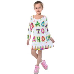 Back To School Kids  Long Sleeve Velvet Dress by Amaryn4rt