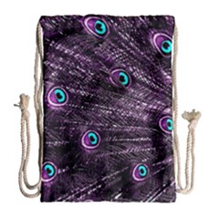 Bird Color Purple Passion Peacock Beautiful Drawstring Bag (large) by Amaryn4rt