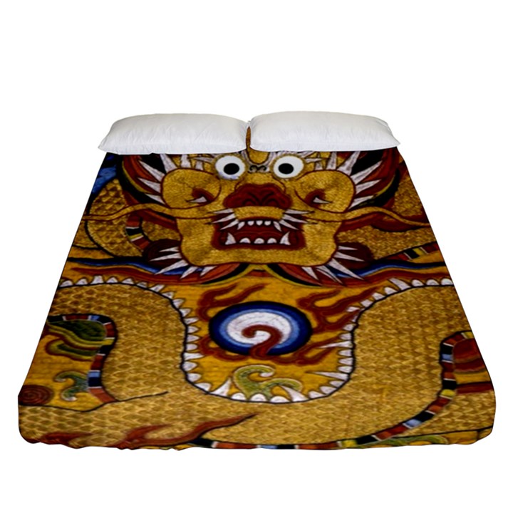 Chinese Dragon Pattern Fitted Sheet (Queen Size)