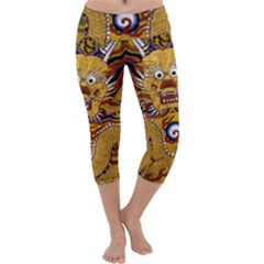 Chinese Dragon Pattern Capri Yoga Leggings