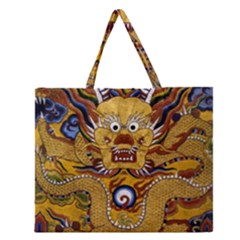 Chinese Dragon Pattern Zipper Large Tote Bag