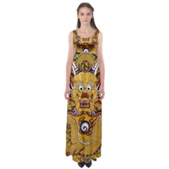 Chinese Dragon Pattern Empire Waist Maxi Dress