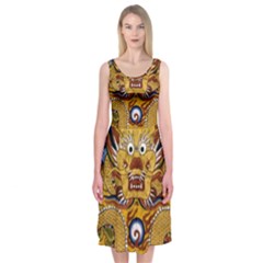 Chinese Dragon Pattern Midi Sleeveless Dress by Amaryn4rt