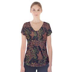 Digital Camouflage Short Sleeve Front Detail Top by Amaryn4rt