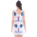 Cute White Cat Blue Eyes Face Scoop Neck Skater Dress View2