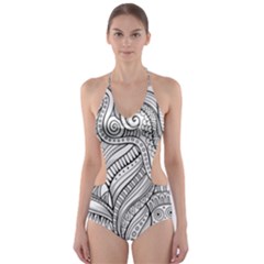 Zentangle Art Patterns Cut-Out One Piece Swimsuit