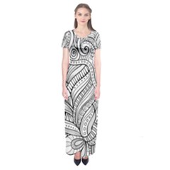 Zentangle Art Patterns Short Sleeve Maxi Dress