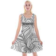 Zentangle Art Patterns Reversible Velvet Sleeveless Dress